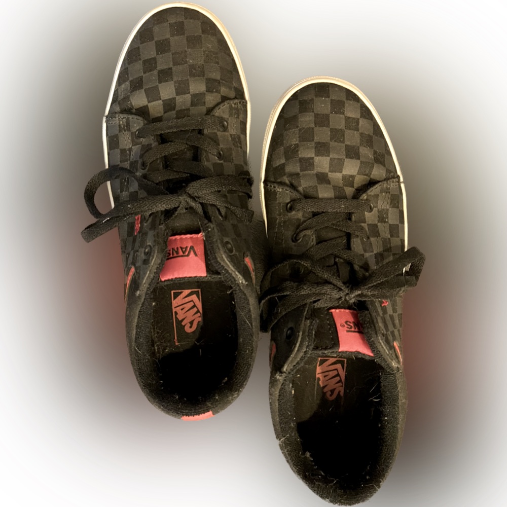Vans size 7/39, black checkerboard tie shoe